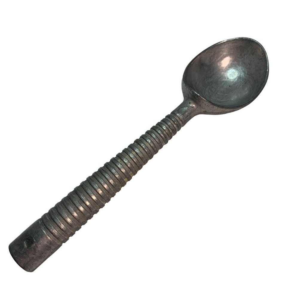 Cast Aluminum Ice Cream Scooper Ribbed Handle Non Slip Easy Grip Metal 6.5" Vtg